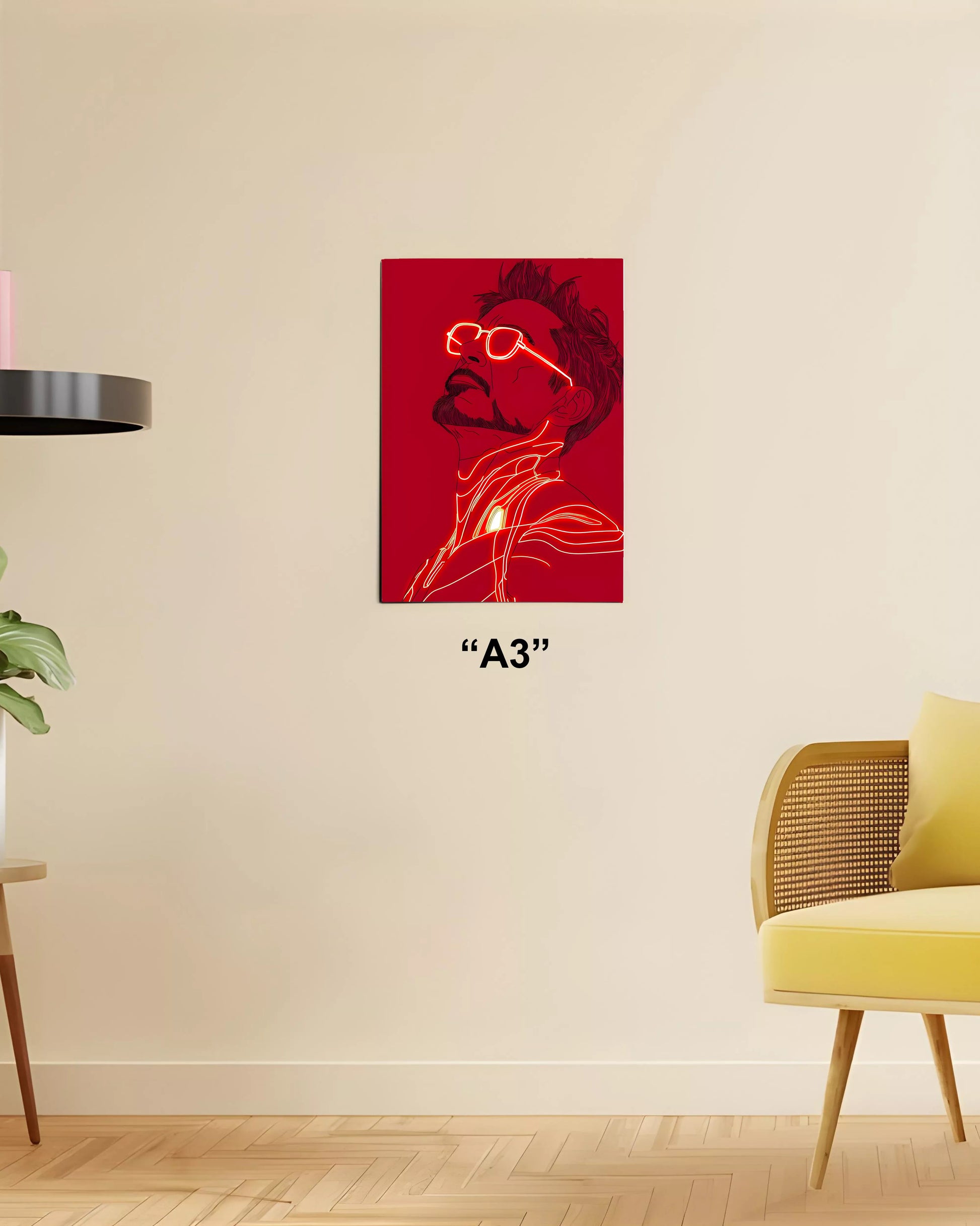 Tony Stark Glow – Iron Man Neon Art Poster A3 Size - Everanta