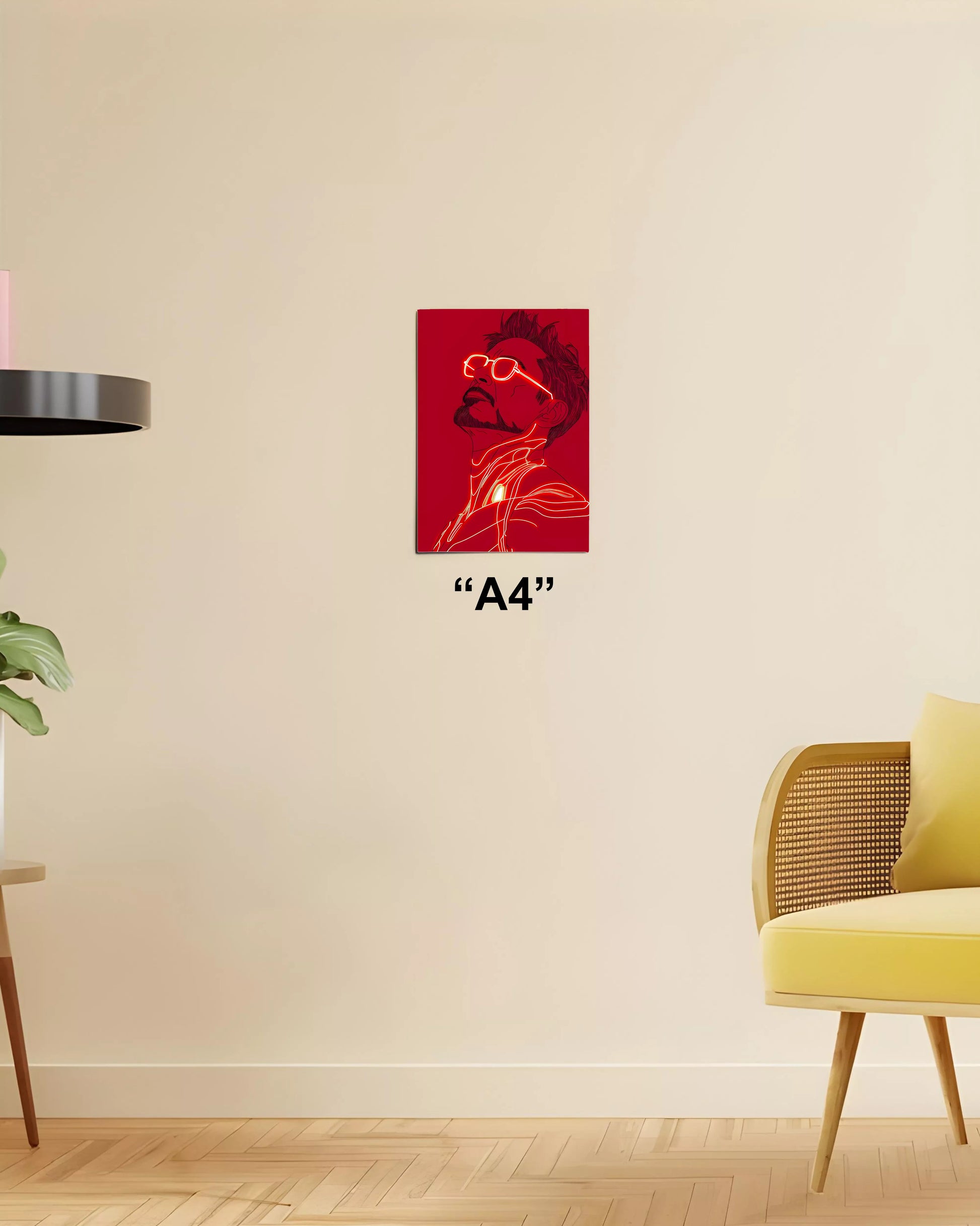 Tony Stark Glow – Iron Man Neon Art Poster A4 Size - Everanta