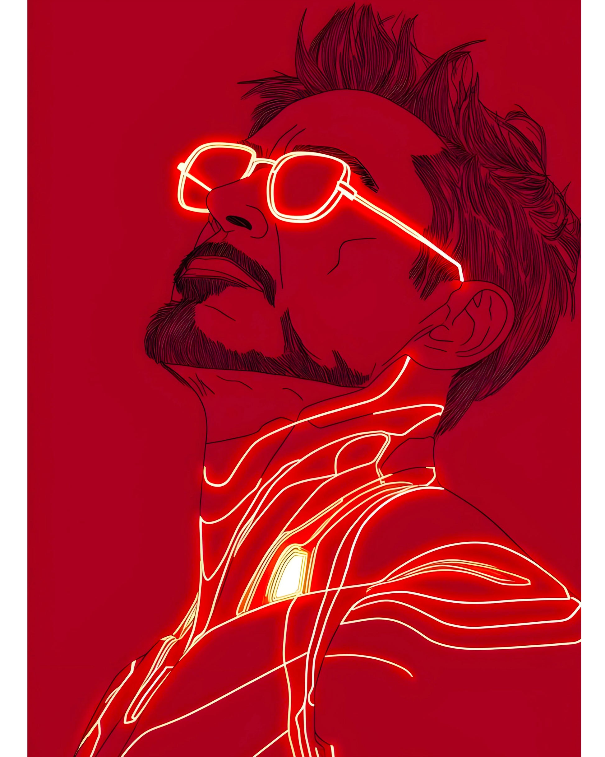 Tony Stark Glow – Iron Man Neon Art Poster Main Image - Everanta
