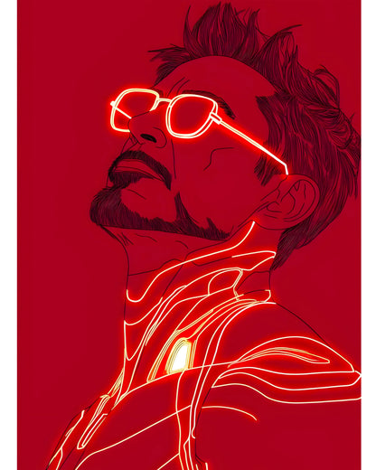 Tony Stark Glow – Iron Man Neon Art Poster Main Image - Everanta