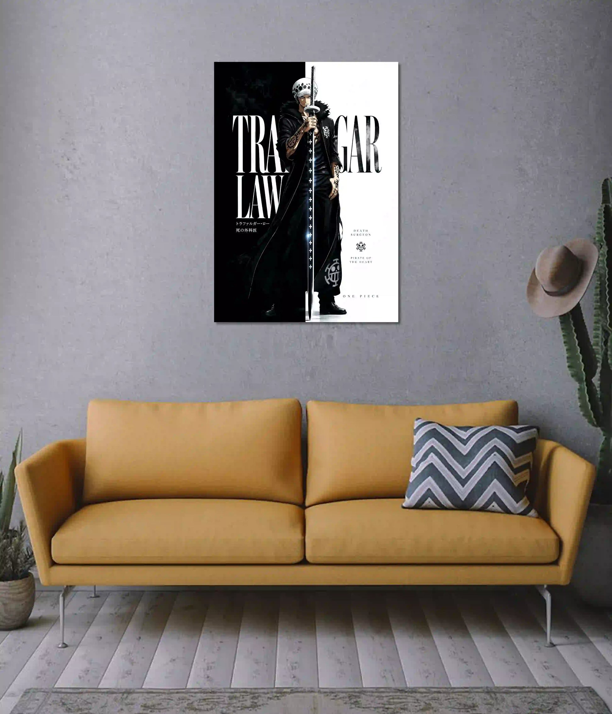 Trafalgar Law Monochrome Poster on Wall - Everanta