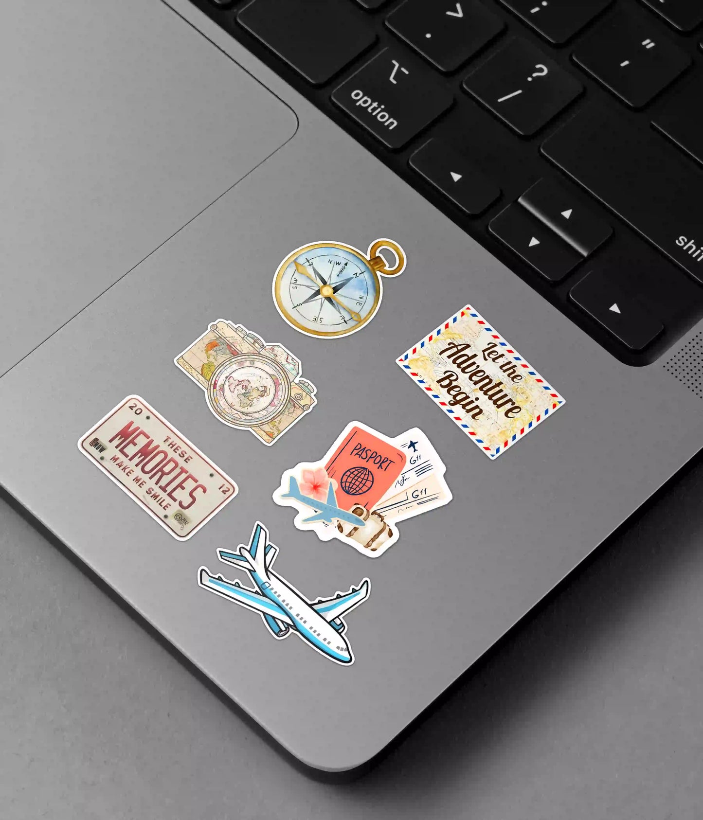 Travel Memories Sticker Pack on Laptop Front - Everanta