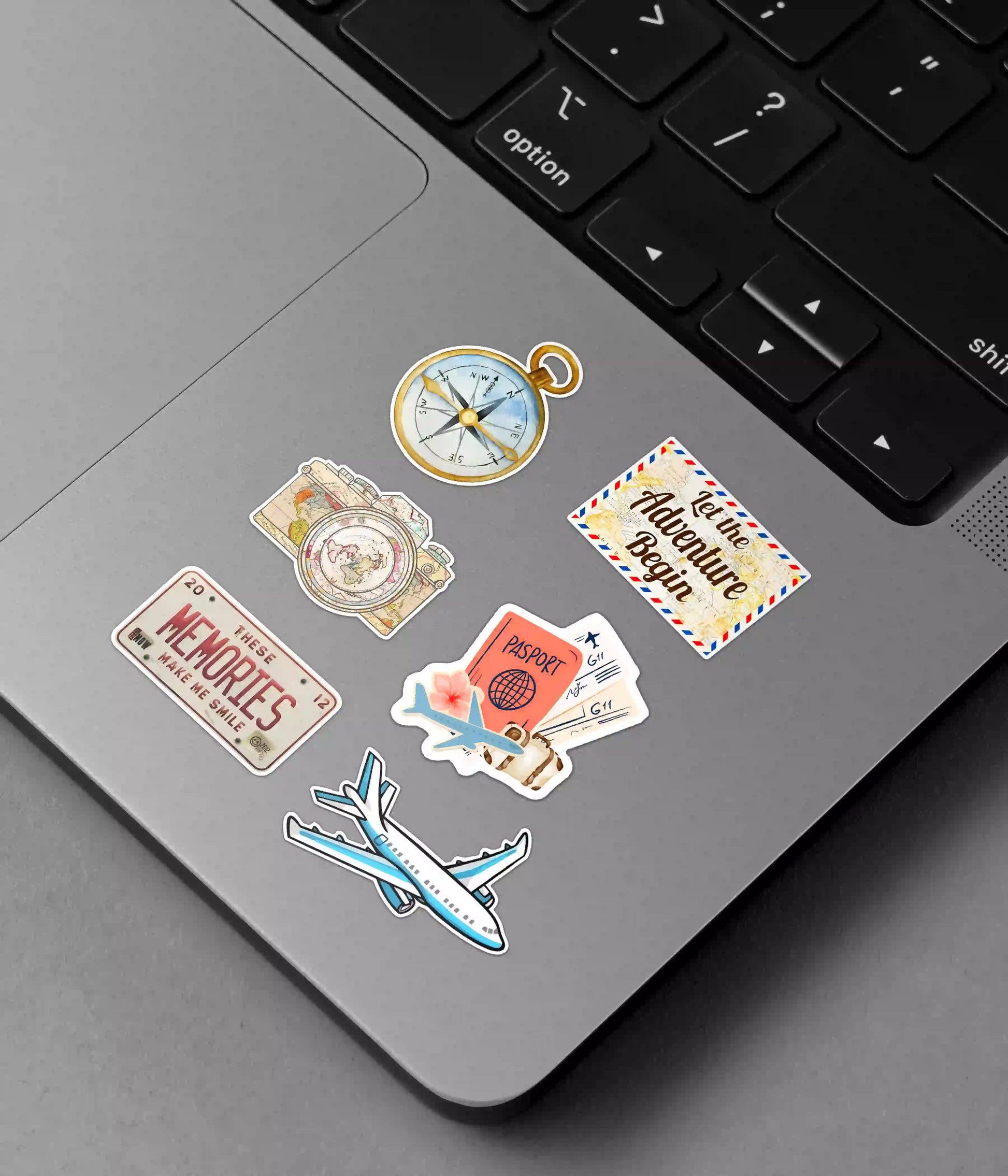 Travel Memories Sticker Pack on Laptop Front - Everanta