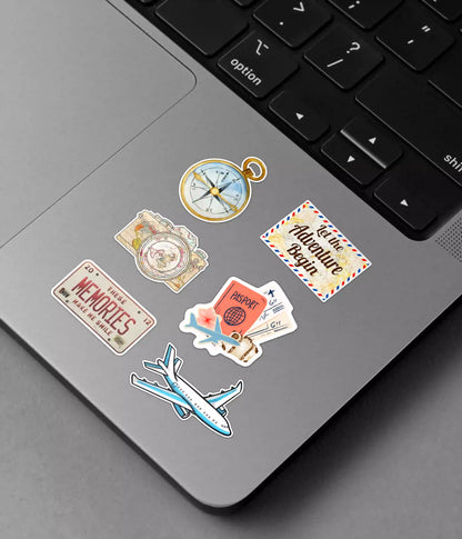 Travel Memories Sticker Pack on Laptop Front - Everanta