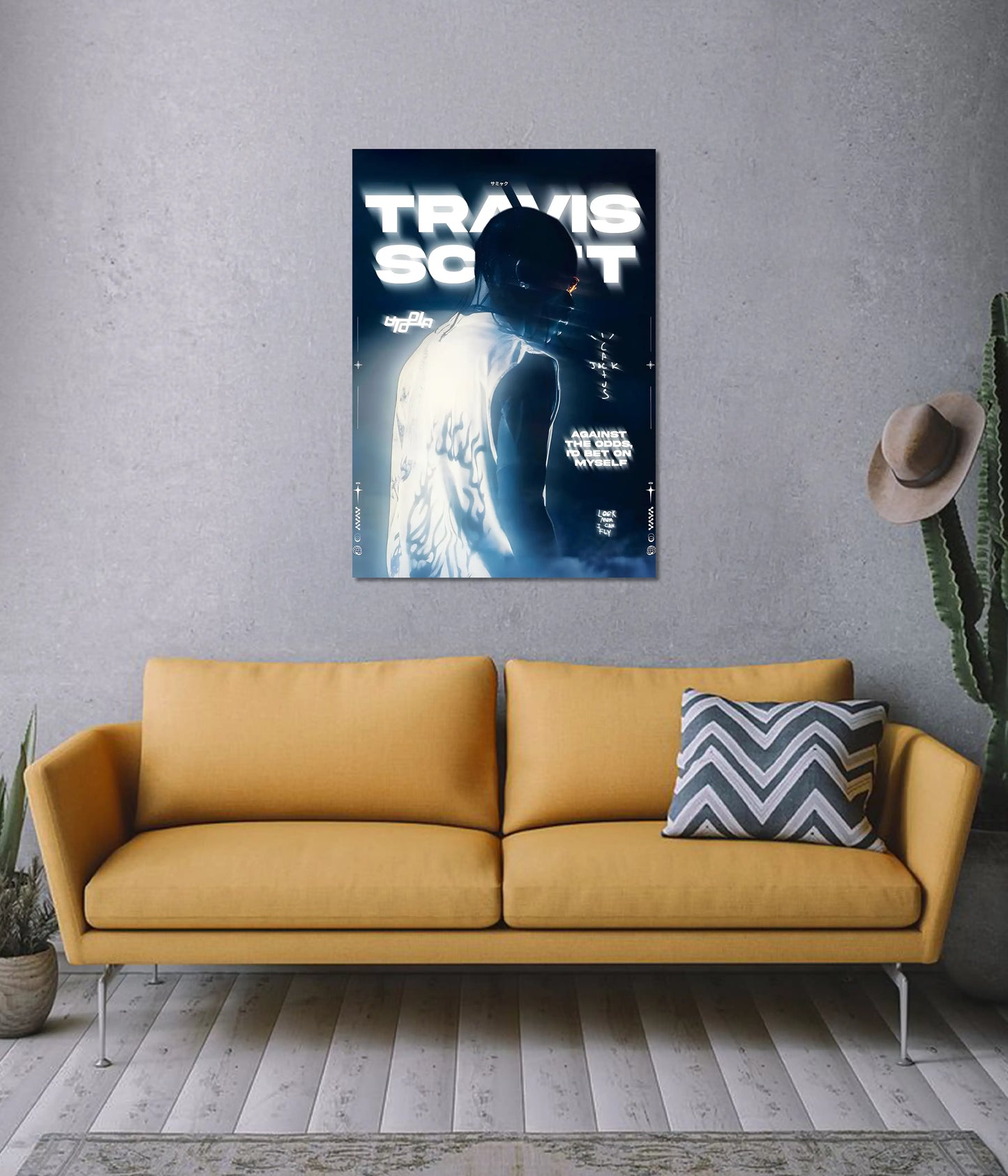 Travis Scott Neon Dream Poster on Wall - Everanta