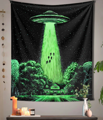 UFO Alien Abduction Aesthetic Wall Tapestry Main Image - Everanta