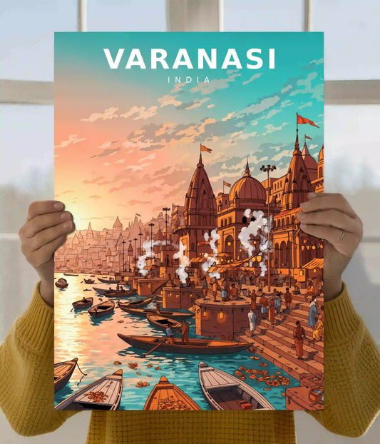 Varanasi Ghat Aesthetic Devotional Wall Poster Main Image - Everanta