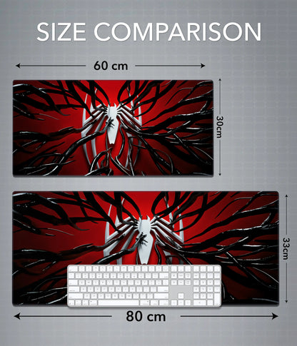 Venom Spider Desk Mat – Extended Gaming Mouse Pad Size Comparison - Everanta