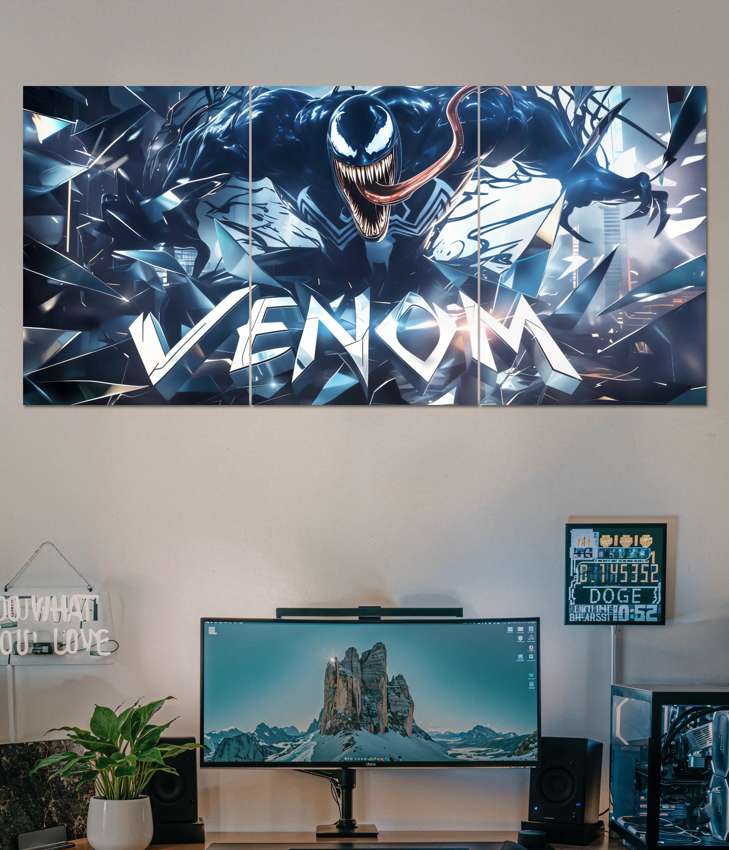 Venom Split Wall Poster – Symbiote Power Marvel Wall Art Main Image - Everanta