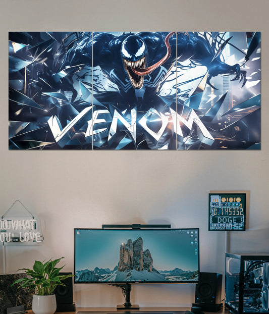 Venom Split Wall Poster – Symbiote Power Marvel Wall Art Main Image - Everanta