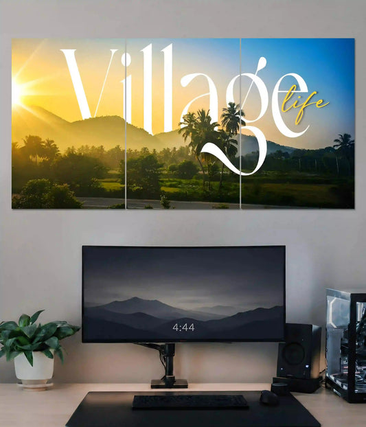 Village Life Sunrise Aesthetic Split Poster Main Image - Everanta