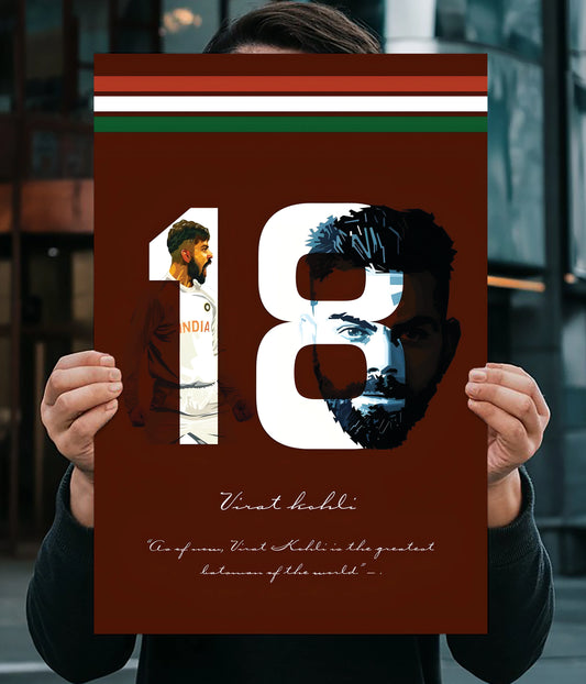 Virat Kohli 18 – The Legend of Modern Cricket Wall Poster Main Image - Everanta