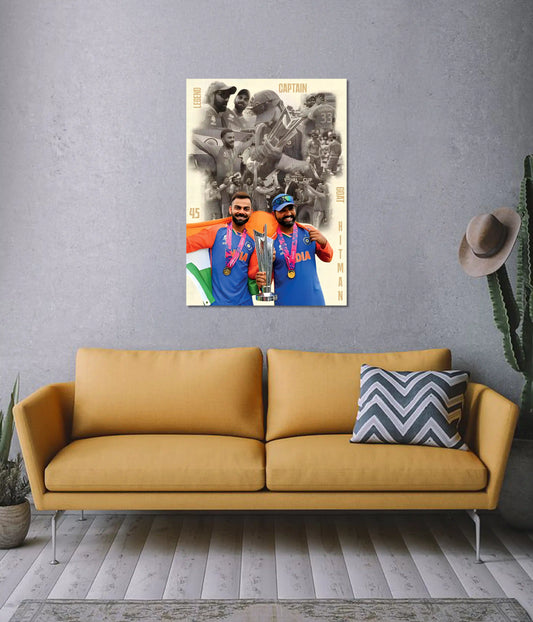 Virat Kohli & Rohit World Cup Glory Poster on Wall - Everanta