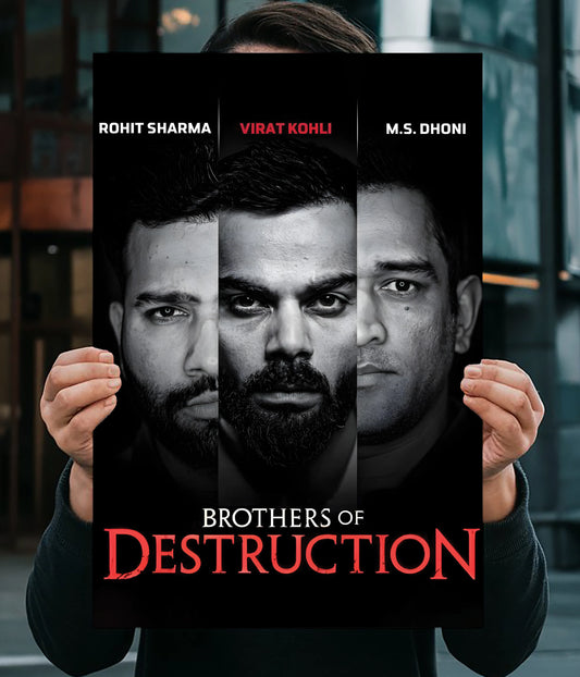 Virat, Rohit & Dhoni "Brothers of Destruction" Cricket Wall Poster Main Image - Everanta