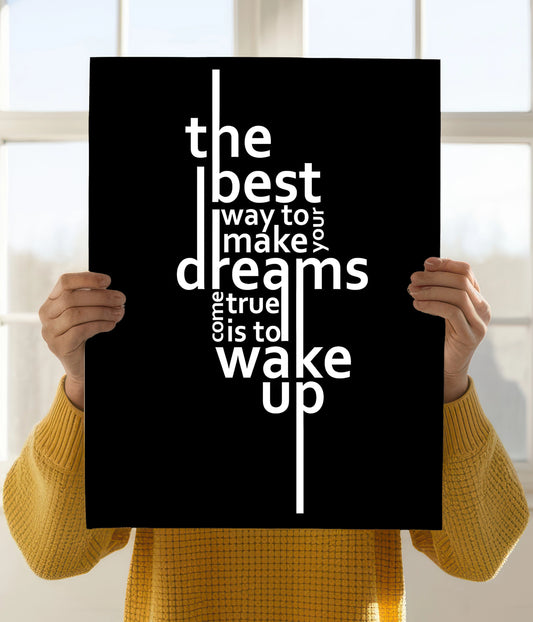 Wake Up – Motivational Quote Wall Poster Holding image - Everanta