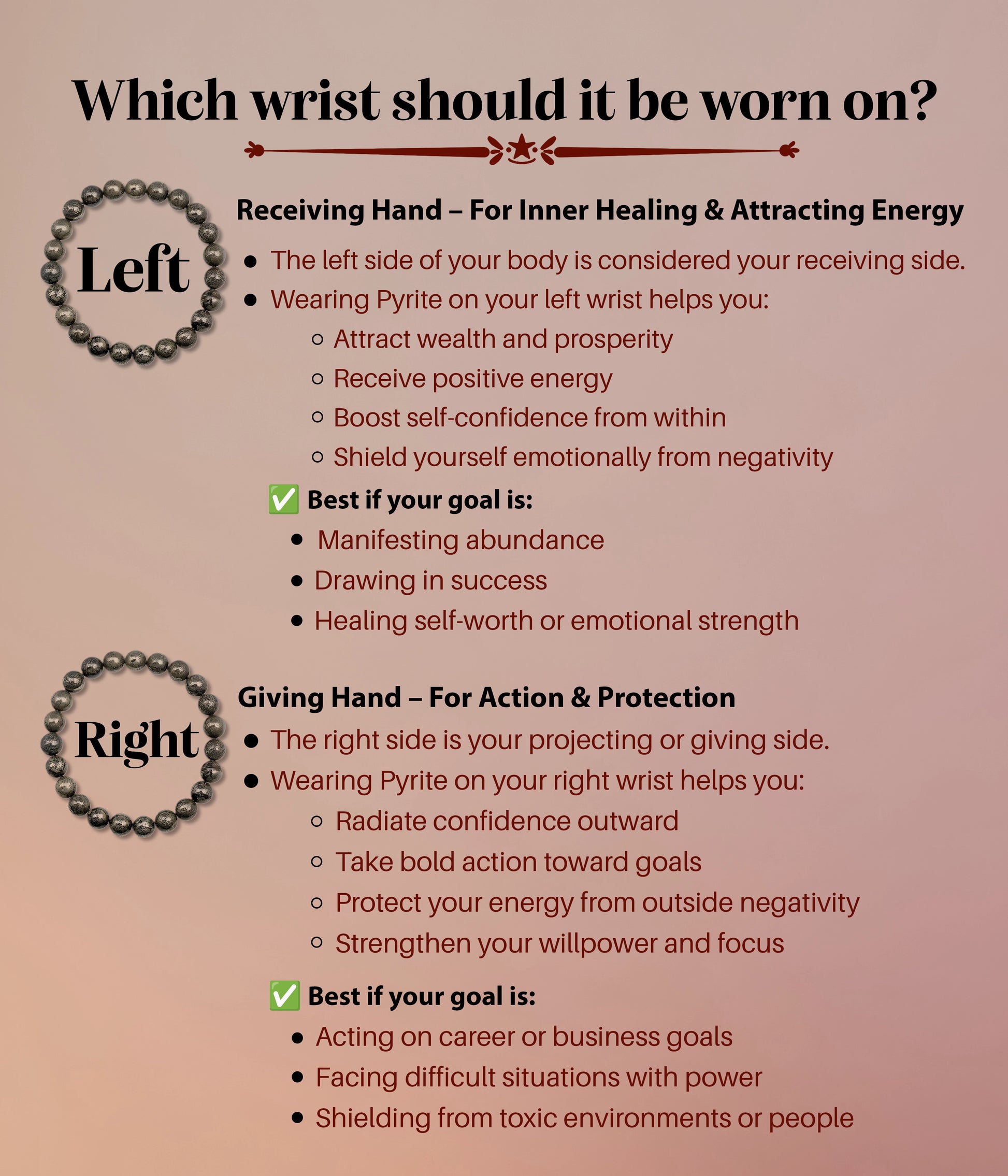 Which wrist should Pyrite Bracelet be worn on ? - Everanta