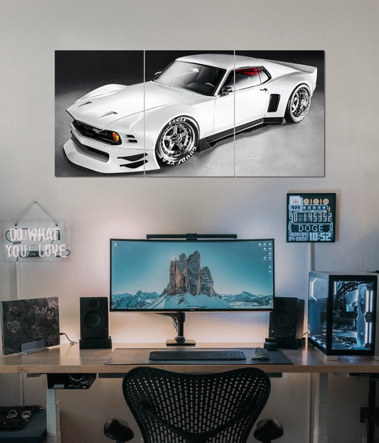 White Mustang Muscle Car – Split Wall Poster - Everanta