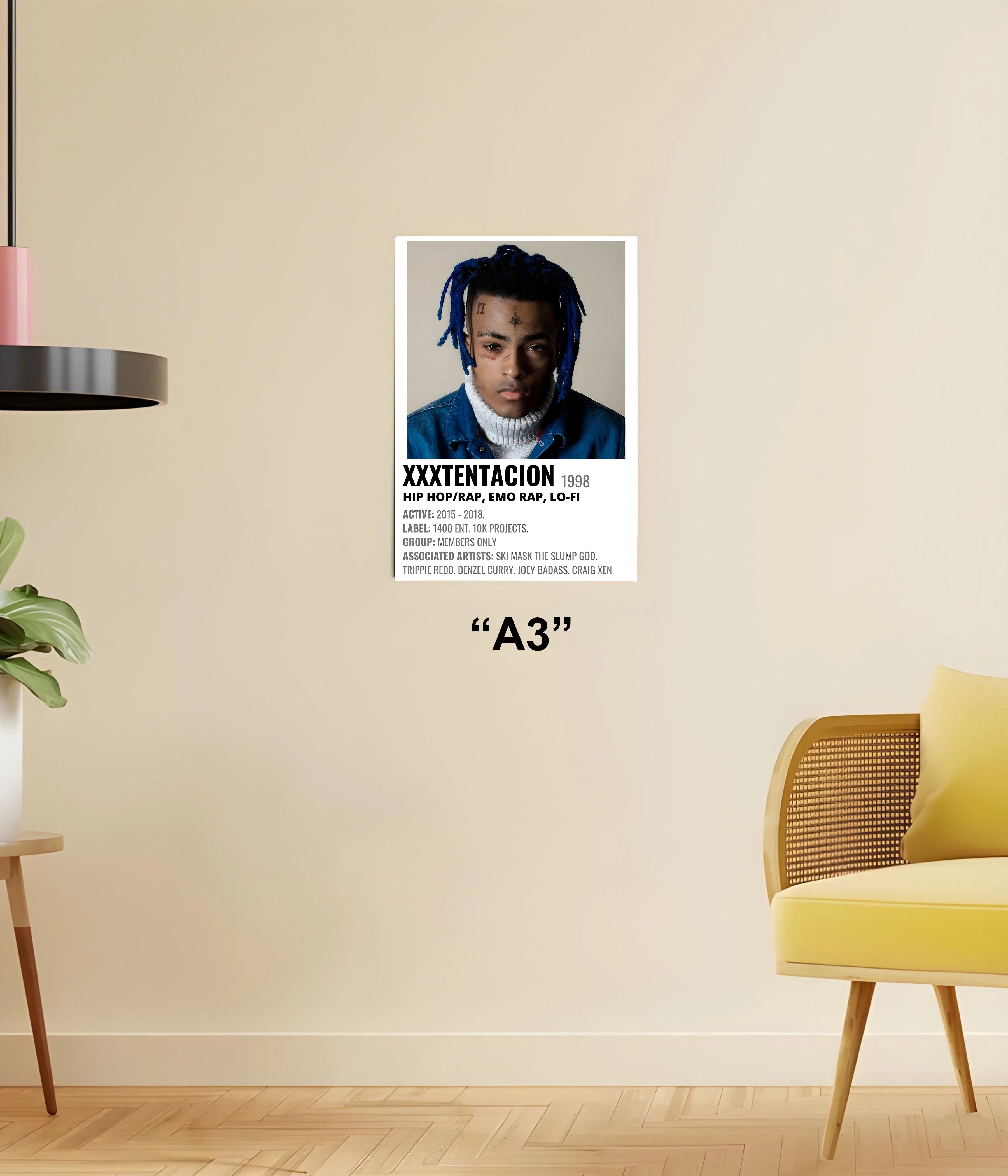 XXXTentacion Tribute Wall Poster – Raw Emotion in Art A3 Size - Everanta