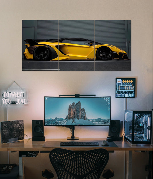 Yellow Supercar - Lamborghini Split Poster Main Image - Everanta