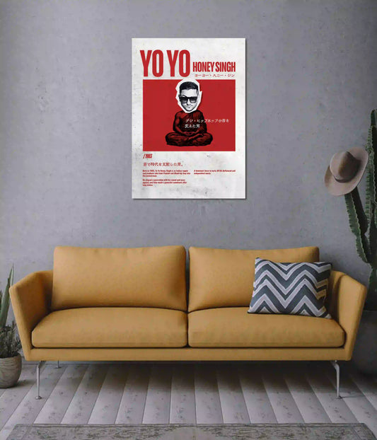 Yo Yo Honey Singh Retro Wall Poster on Wall - Everanta