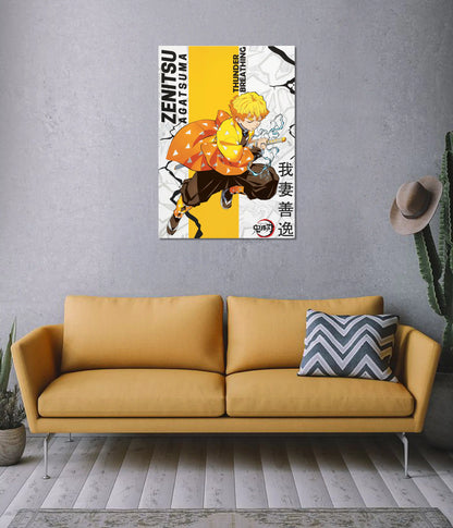 Zenitsu Agatsuma Thunder Breathing Demon Slayer Poster on Wall - Everanta