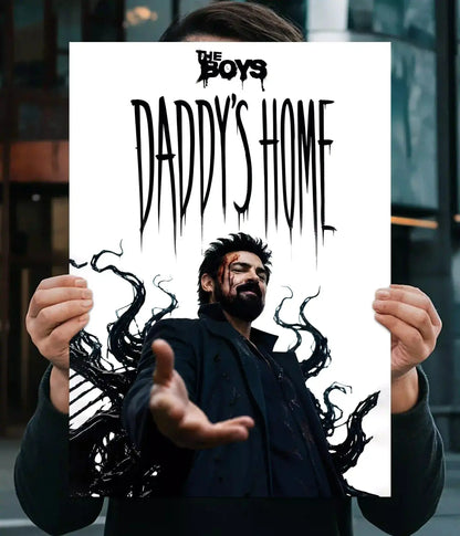 Billy Butcher Daddy's Home wall poster featuring The Boys logo and black tendrils - Everanta
