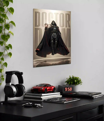 Doctor Doom Armoured Reign wall poster displayed above a desk - Everanta
